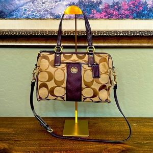 Coach purple stripe shoulder/crossbody purse